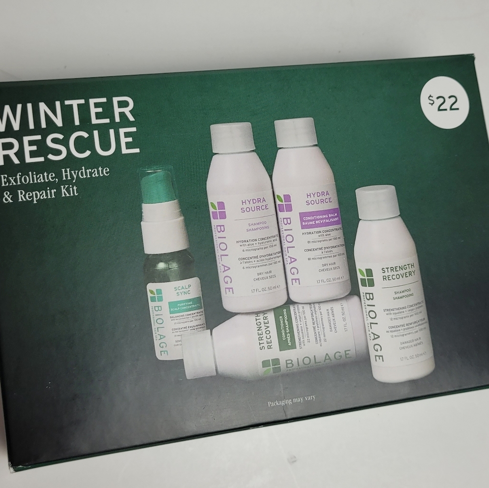 BIOLAGE WINTER RESCUE EXFOLIATE HYDRATE AND REPAIR HAIR KIT NEW